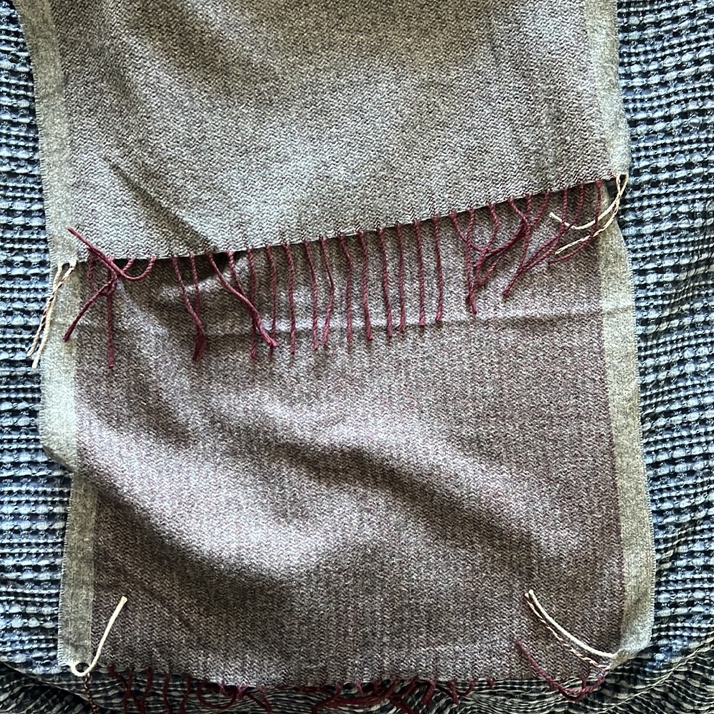 Ermenegildo Zegna Scarf Grey/ Burgundy